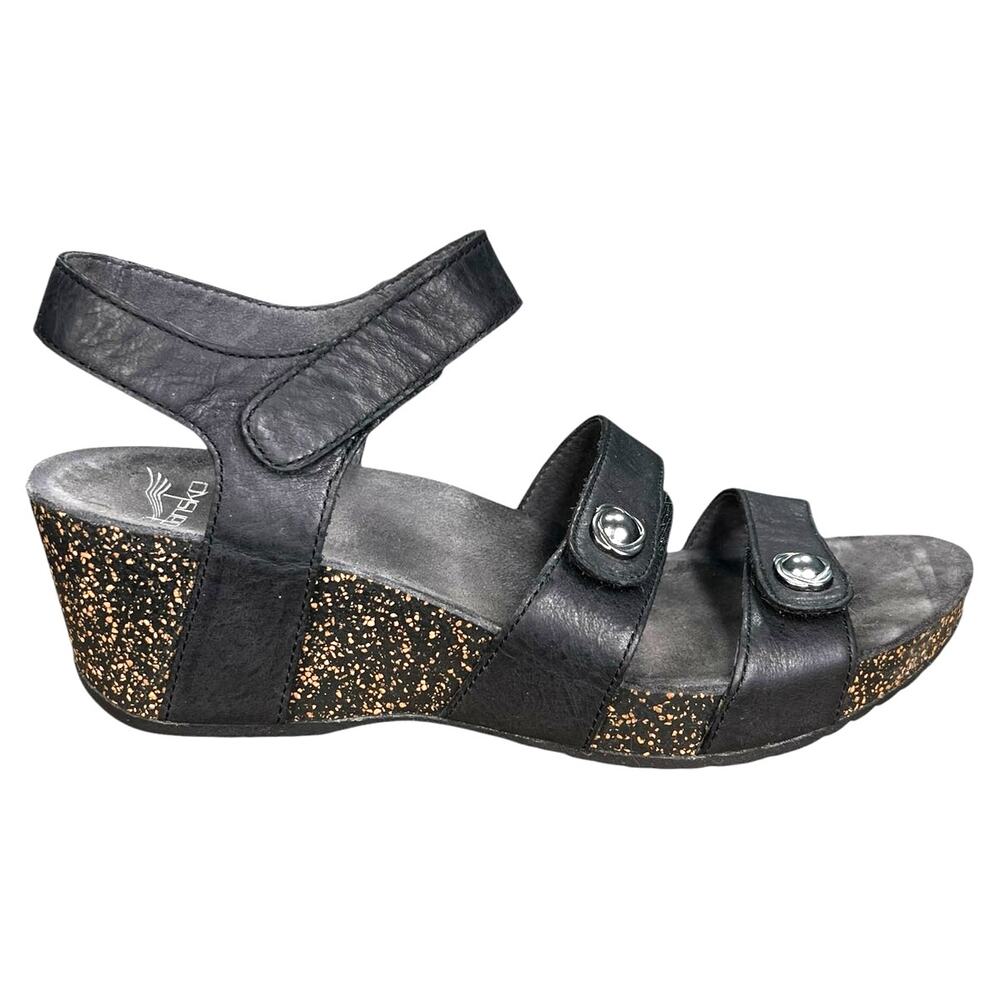 Dansko Women’s Savanahh Black Leather Slingback Sandal Size 39 US 8.5/9